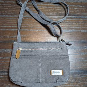 TravelOn Anti-Theft Heritage Small Crossbody bag in grey; EUC